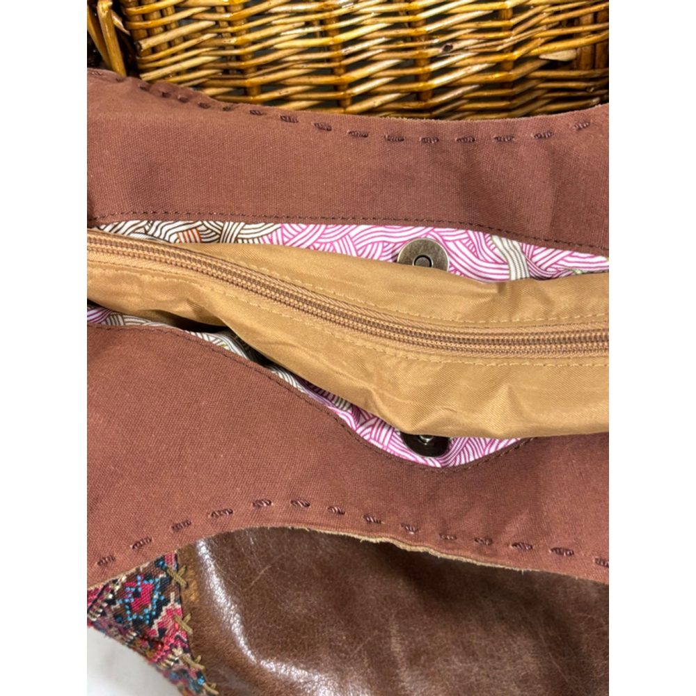 The Sak Brown and Blue Tote with Pink Accents - Picture 13 of 16